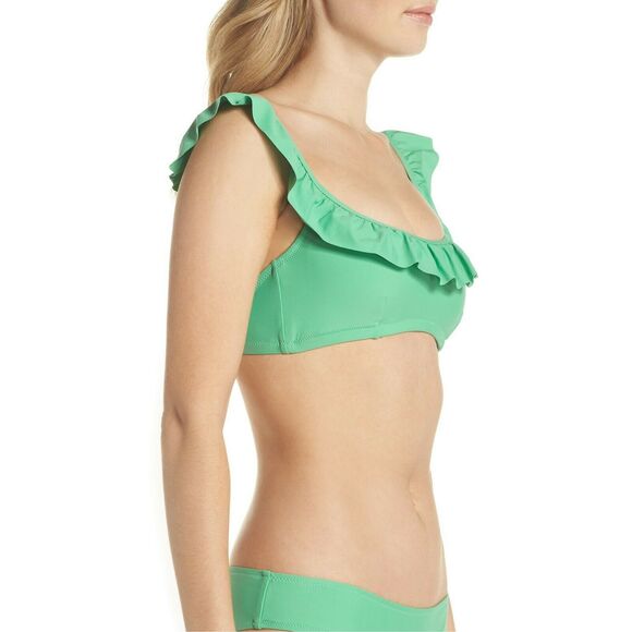 J CREW ruffle swim beach pool bikini top in bright spearmint green Size XXL NEW - Picture 3 of 6